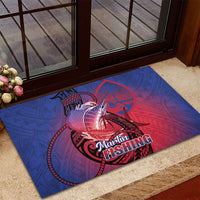 Guam Blue Marlin Fishing Rubber Doormat Guahan Fish Hook Tattoo