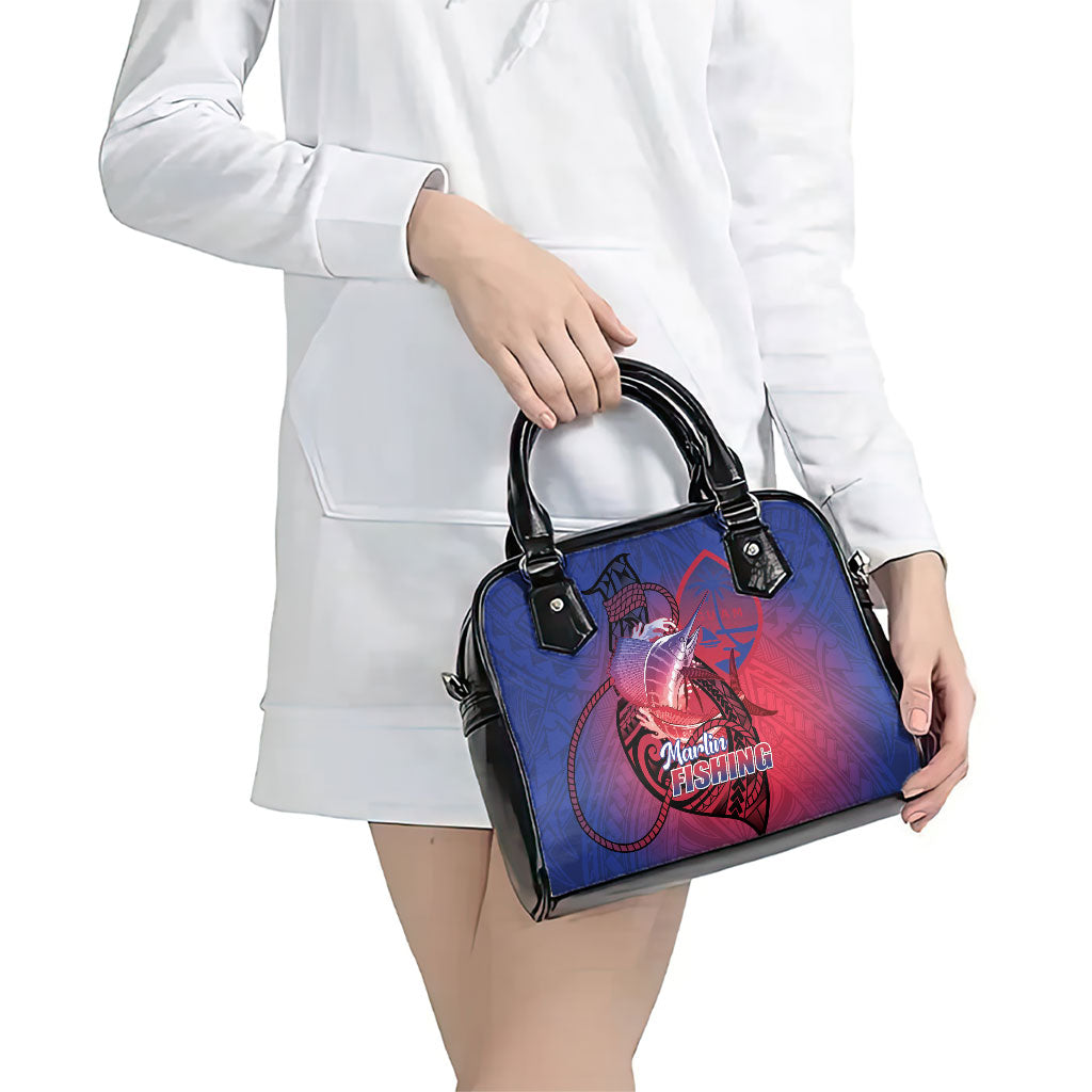 Guam Blue Marlin Fishing Shoulder Handbag Guahan Fish Hook Tattoo