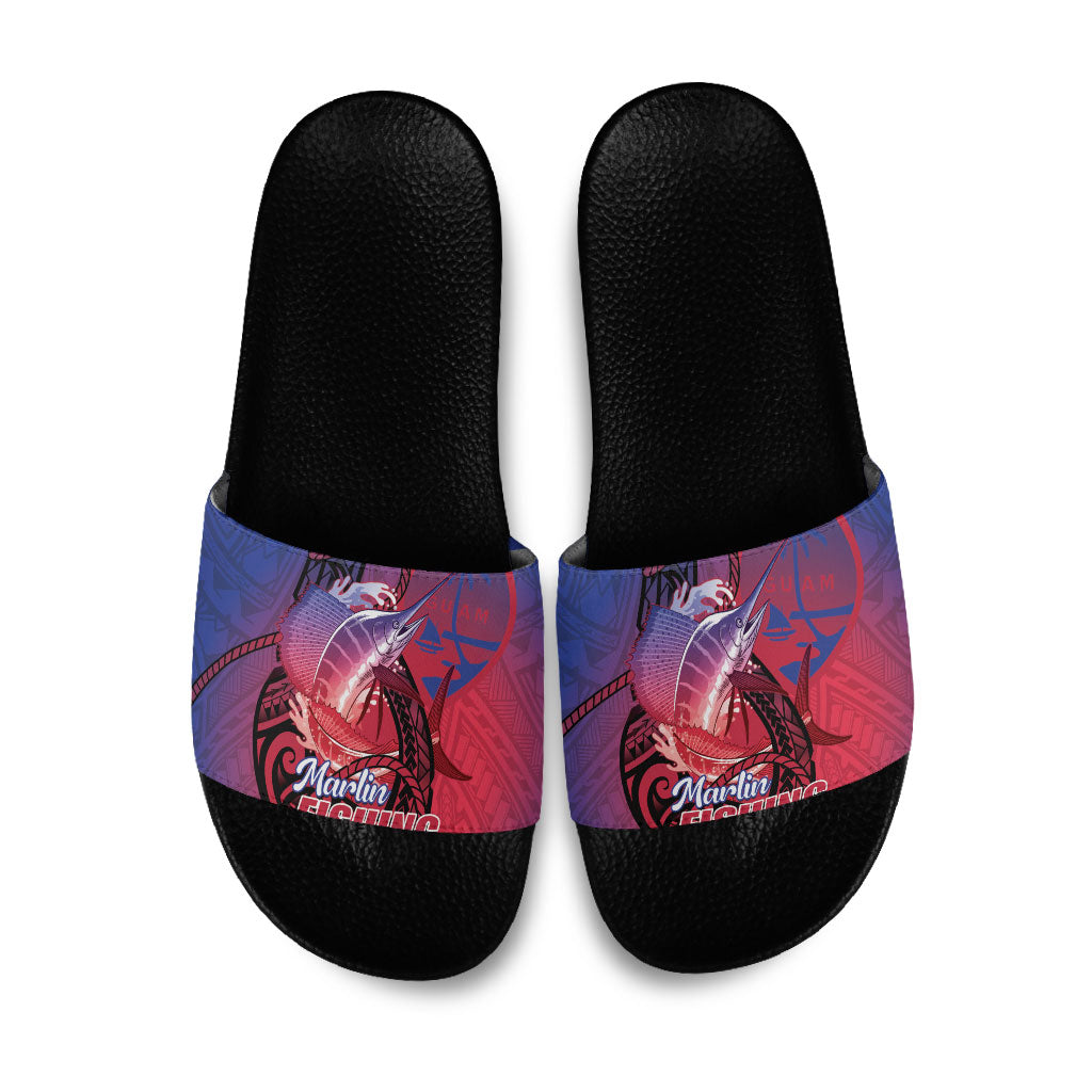 Guam Blue Marlin Fishing Slide Sandals Guahan Fish Hook Tattoo