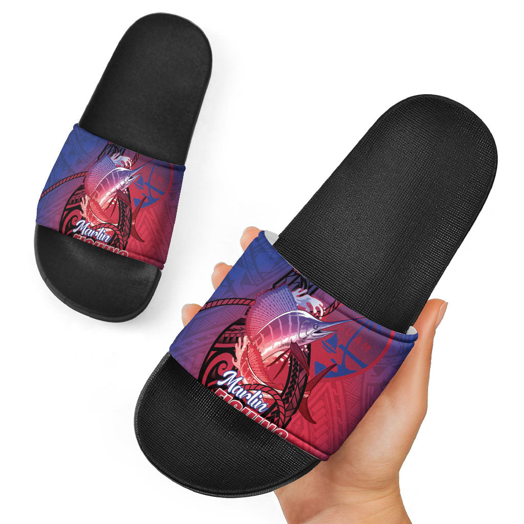 Guam Blue Marlin Fishing Slide Sandals Guahan Fish Hook Tattoo
