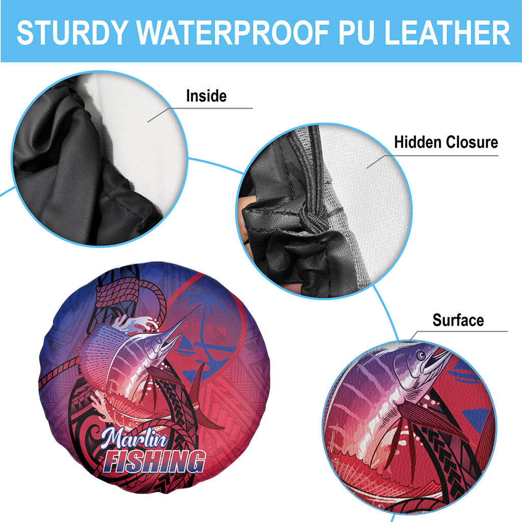 Guam Blue Marlin Fishing Spare Tire Cover Guahan Fish Hook Tattoo