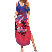 Guam Blue Marlin Fishing Summer Maxi Dress Guahan Fish Hook Tattoo