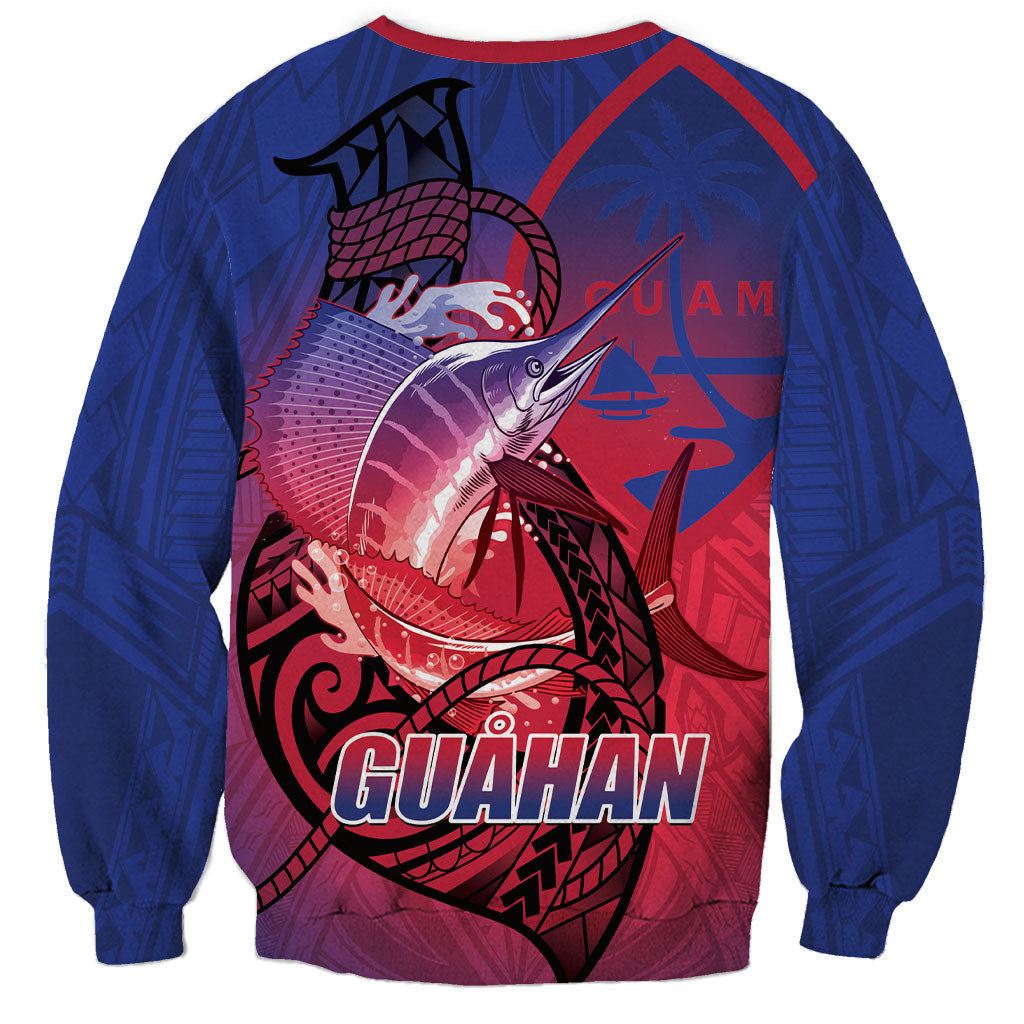 Guam Blue Marlin Fishing Sweatshirt Guahan Fish Hook Tattoo