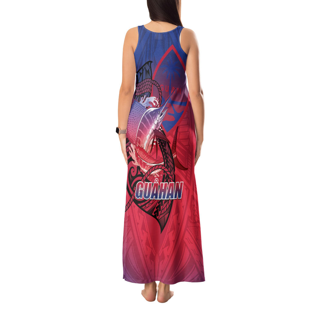Guam Blue Marlin Fishing Tank Maxi Dress Guahan Fish Hook Tattoo