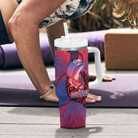 Guam Blue Marlin Fishing Tumbler With Handle Guahan Fish Hook Tattoo