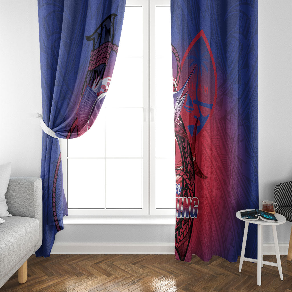 Guam Blue Marlin Fishing Window Curtain Guahan Fish Hook Tattoo
