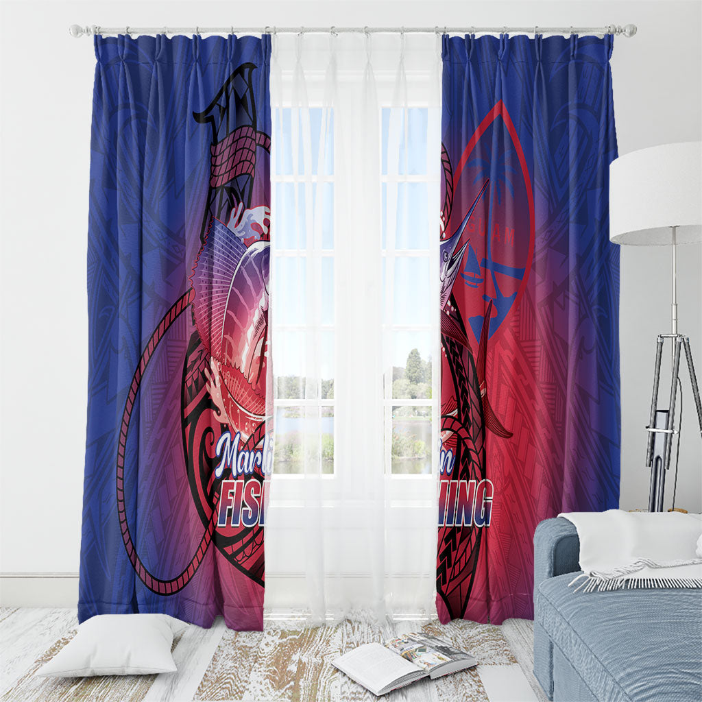 Guam Blue Marlin Fishing Window Curtain Guahan Fish Hook Tattoo
