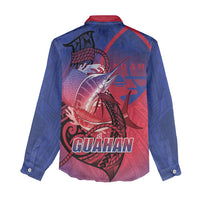 Guam Blue Marlin Fishing Women Casual Shirt Guahan Fish Hook Tattoo