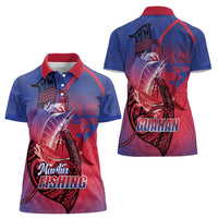 Guam Blue Marlin Fishing Women Polo Shirt Guahan Fish Hook Tattoo