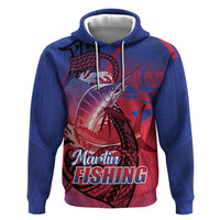 Guam Blue Marlin Fishing Zip Hoodie Guahan Fish Hook Tattoo