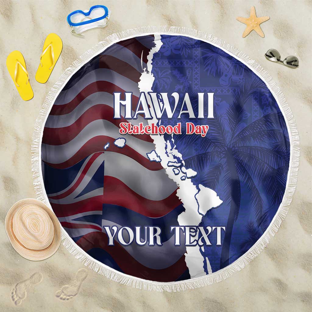 Personalized Hawaii Statehood Day Beach Blanket 66th Anniversary - Polynesian Pride