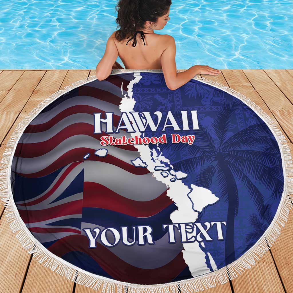 Personalized Hawaii Statehood Day Beach Blanket 66th Anniversary - Polynesian Pride