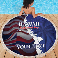 Personalized Hawaii Statehood Day Beach Blanket 66th Anniversary - Polynesian Pride