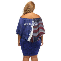 Personalized Hawaii Statehood Day Family Matching Off Shoulder Short Dress and Hawaiian Shirt 66th Anniversary - Polynesian Pride