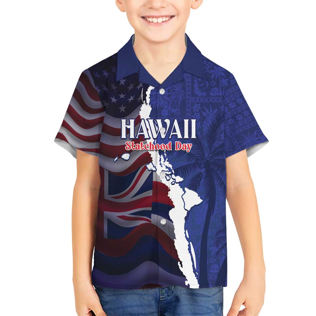 Personalized Hawaii Statehood Day Family Matching Off Shoulder Short Dress and Hawaiian Shirt 66th Anniversary - Polynesian Pride