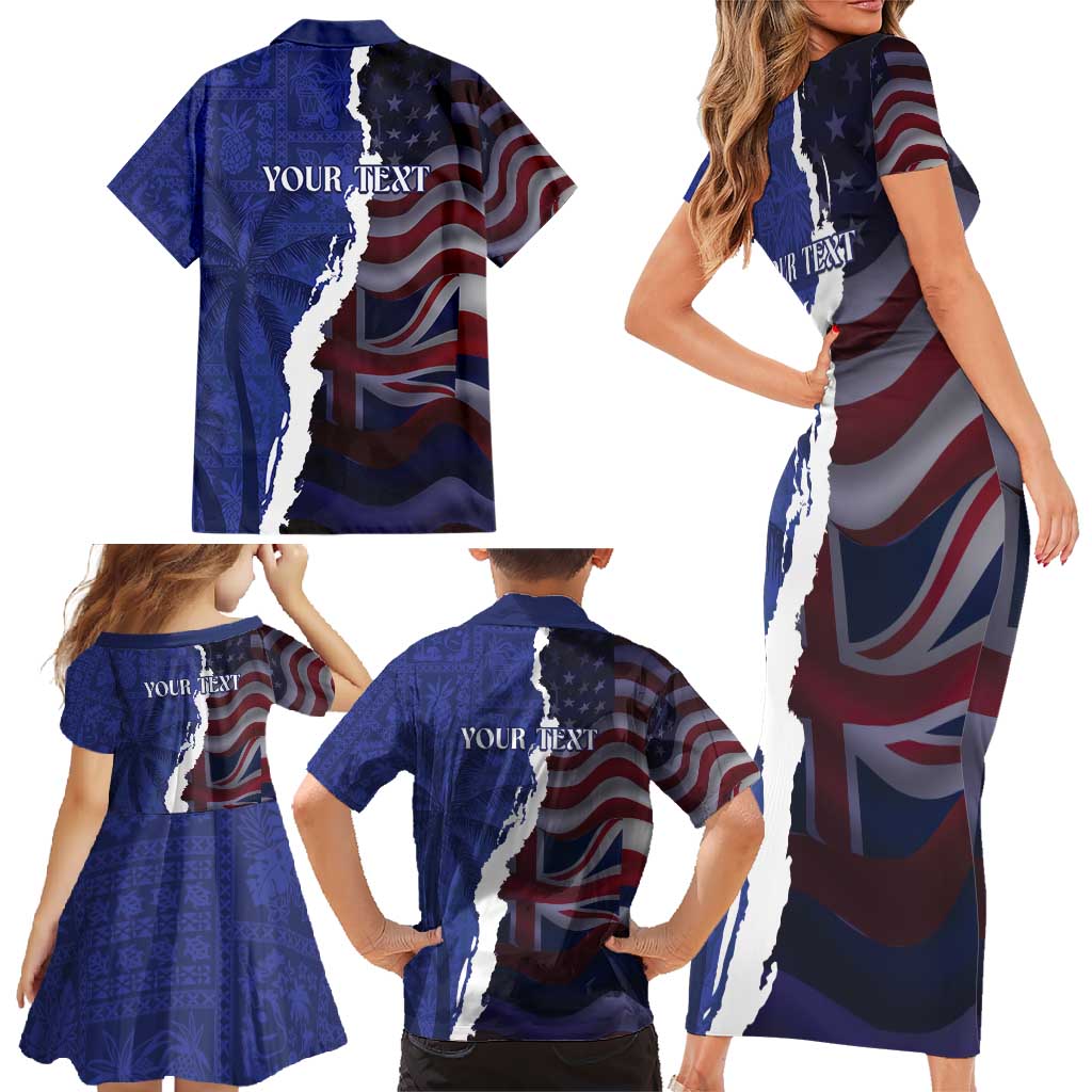 Personalized Hawaii Statehood Day Family Matching Short Sleeve Bodycon Dress and Hawaiian Shirt 66th Anniversary LT14 - Polynesian Pride