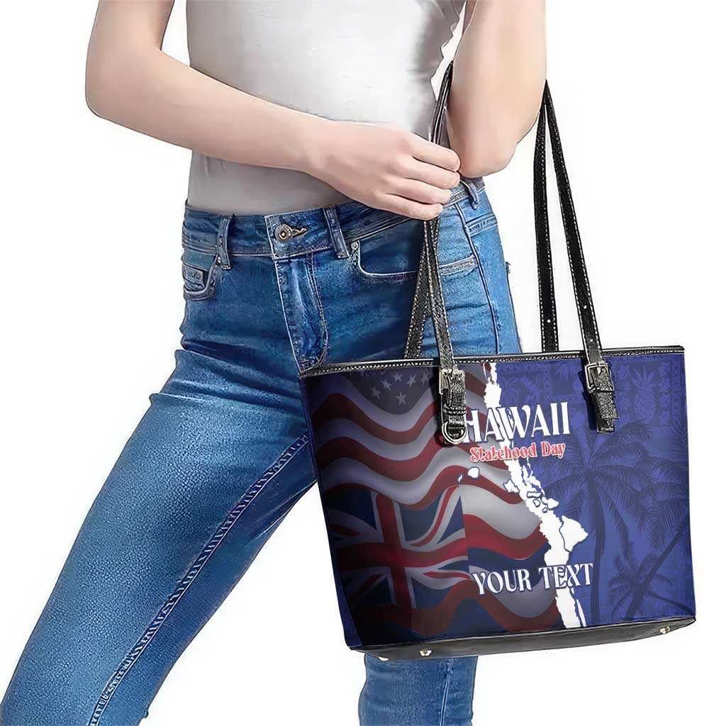 Personalized Hawaii Statehood Day Leather Tote Bag 66th Anniversary - Polynesian Pride