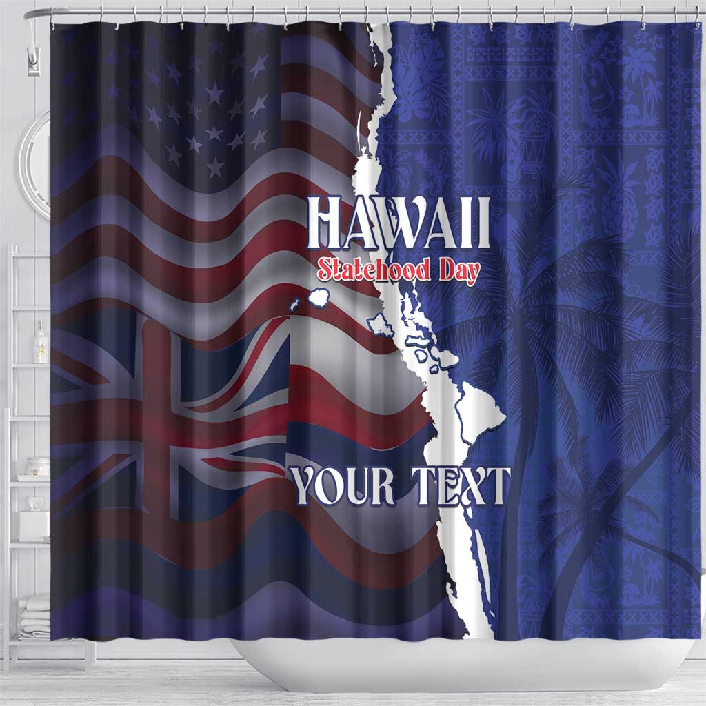 Personalized Hawaii Statehood Day Shower Curtain 66th Anniversary - Polynesian Pride