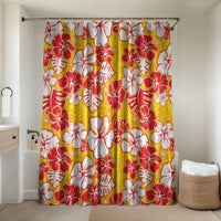 Yellow Hawaii Hibiscus Bathroom Set Tropical Flowers Seamless Pattern - Polynesian Pride