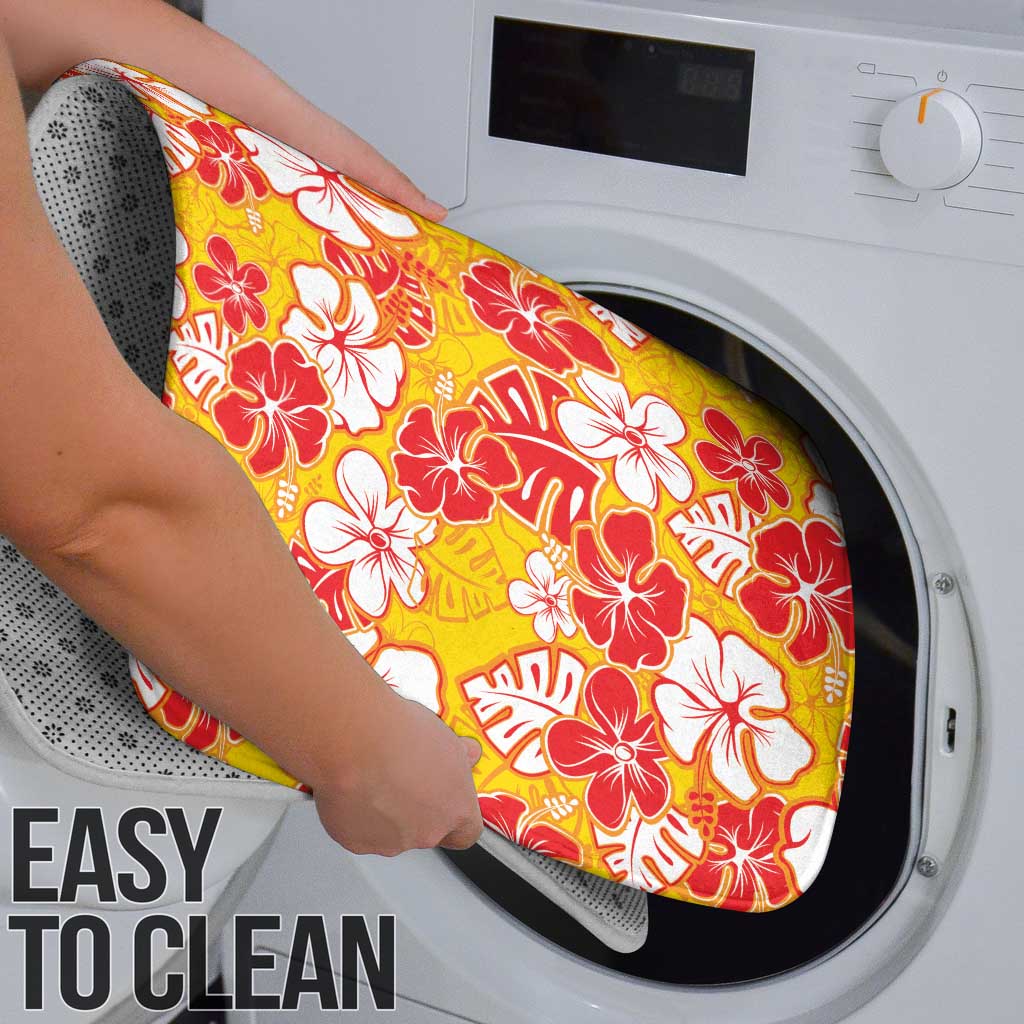 Yellow Hawaii Hibiscus Bathroom Set Tropical Flowers Seamless Pattern - Polynesian Pride