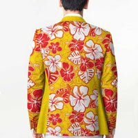 Yellow Hawaii Hibiscus Blazer Tropical Flowers Seamless Pattern - Polynesian Pride