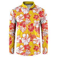 Yellow Hawaii Hibiscus Button Sweatshirt Tropical Flowers Seamless Pattern LT14 Yellow - Polynesian Pride