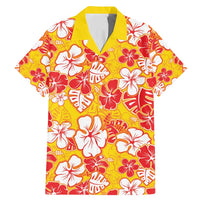 Yellow Hawaii Hibiscus Family Matching Mermaid Dress and Hawaiian Shirt Tropical Flowers Seamless Pattern LT14 Dad's Shirt - Short Sleeve Yellow - Polynesian Pride