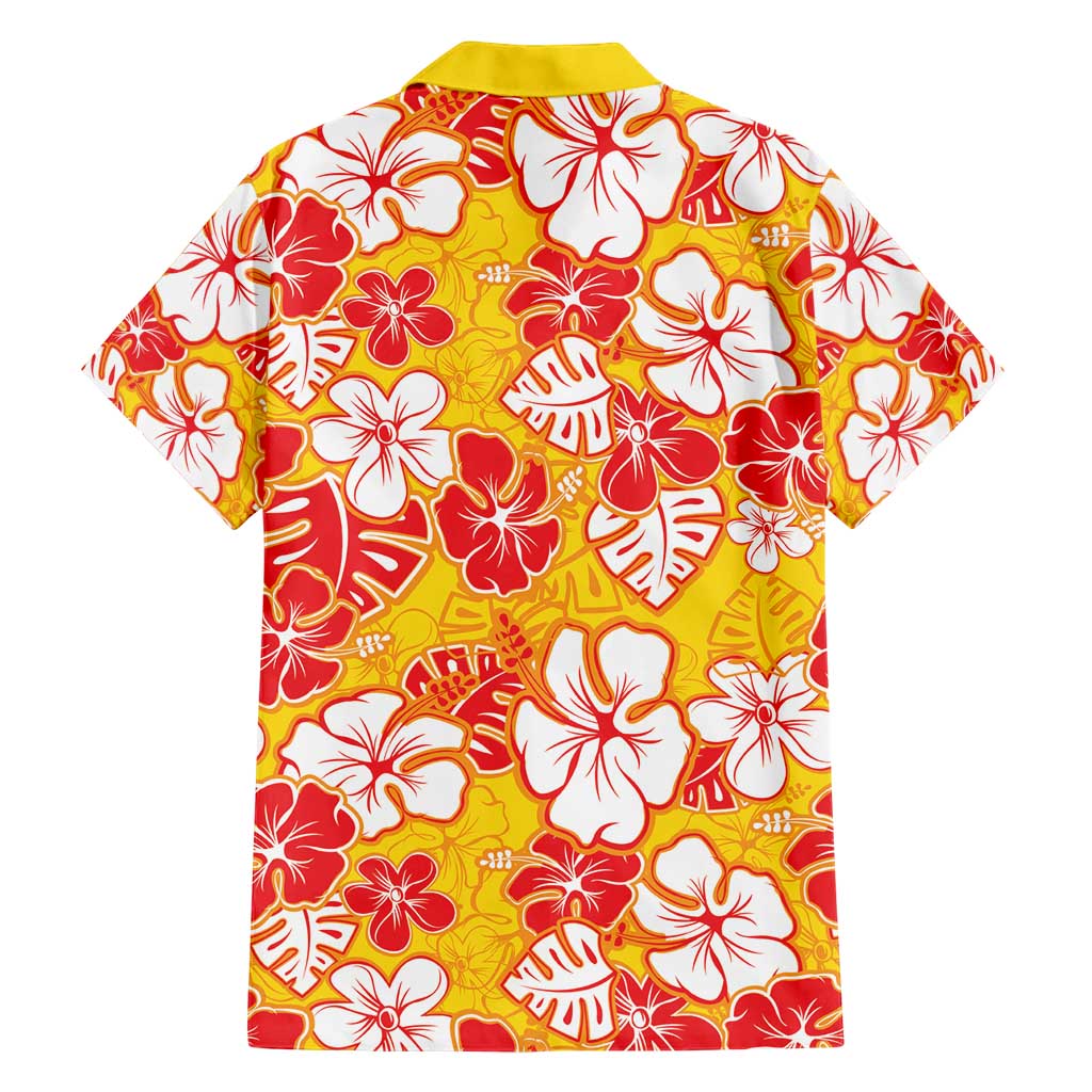 Yellow Hawaii Hibiscus Hawaiian Shirt Tropical Flowers Seamless Pattern - Polynesian Pride