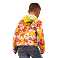 Yellow Hawaii Hibiscus Kid Hoodie Tropical Flowers Seamless Pattern - Polynesian Pride