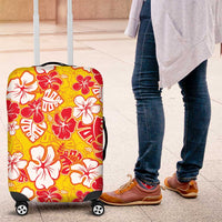 Yellow Hawaii Hibiscus Luggage Cover Tropical Flowers Seamless Pattern - Polynesian Pride