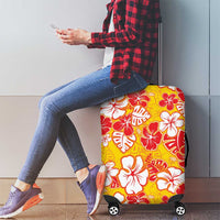 Yellow Hawaii Hibiscus Luggage Cover Tropical Flowers Seamless Pattern - Polynesian Pride