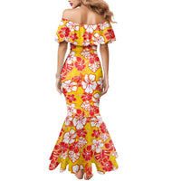 Yellow Hawaii Hibiscus Mermaid Dress Tropical Flowers Seamless Pattern - Polynesian Pride
