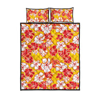 Yellow Hawaii Hibiscus Quilt Bed Set Tropical Flowers Seamless Pattern - Polynesian Pride
