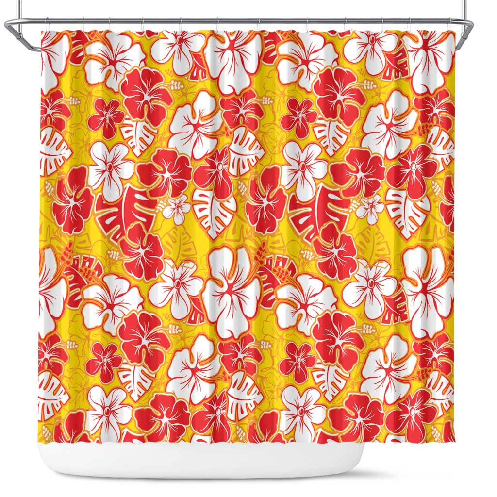 Yellow Hawaii Hibiscus Shower Curtain Tropical Flowers Seamless Pattern LT14 Yellow - Polynesian Pride