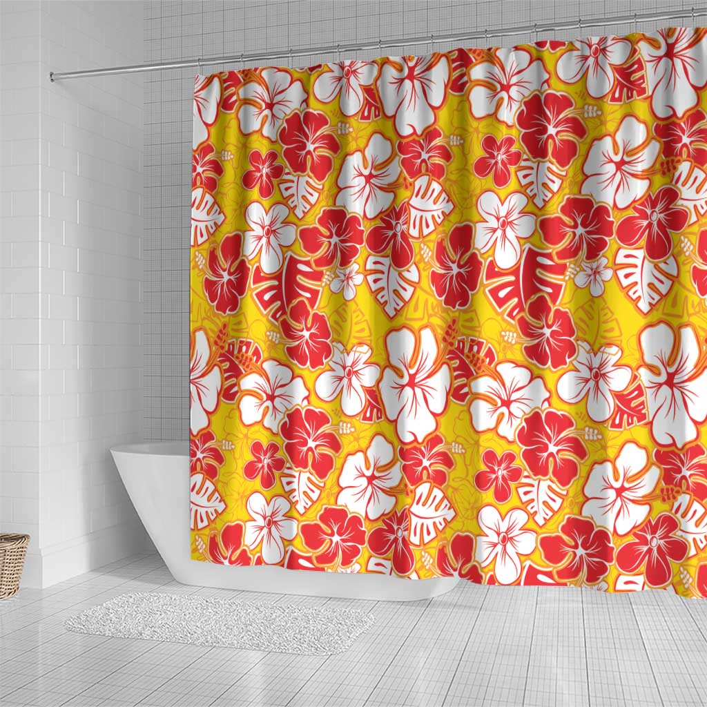 Yellow Hawaii Hibiscus Shower Curtain Tropical Flowers Seamless Pattern LT14 - Polynesian Pride