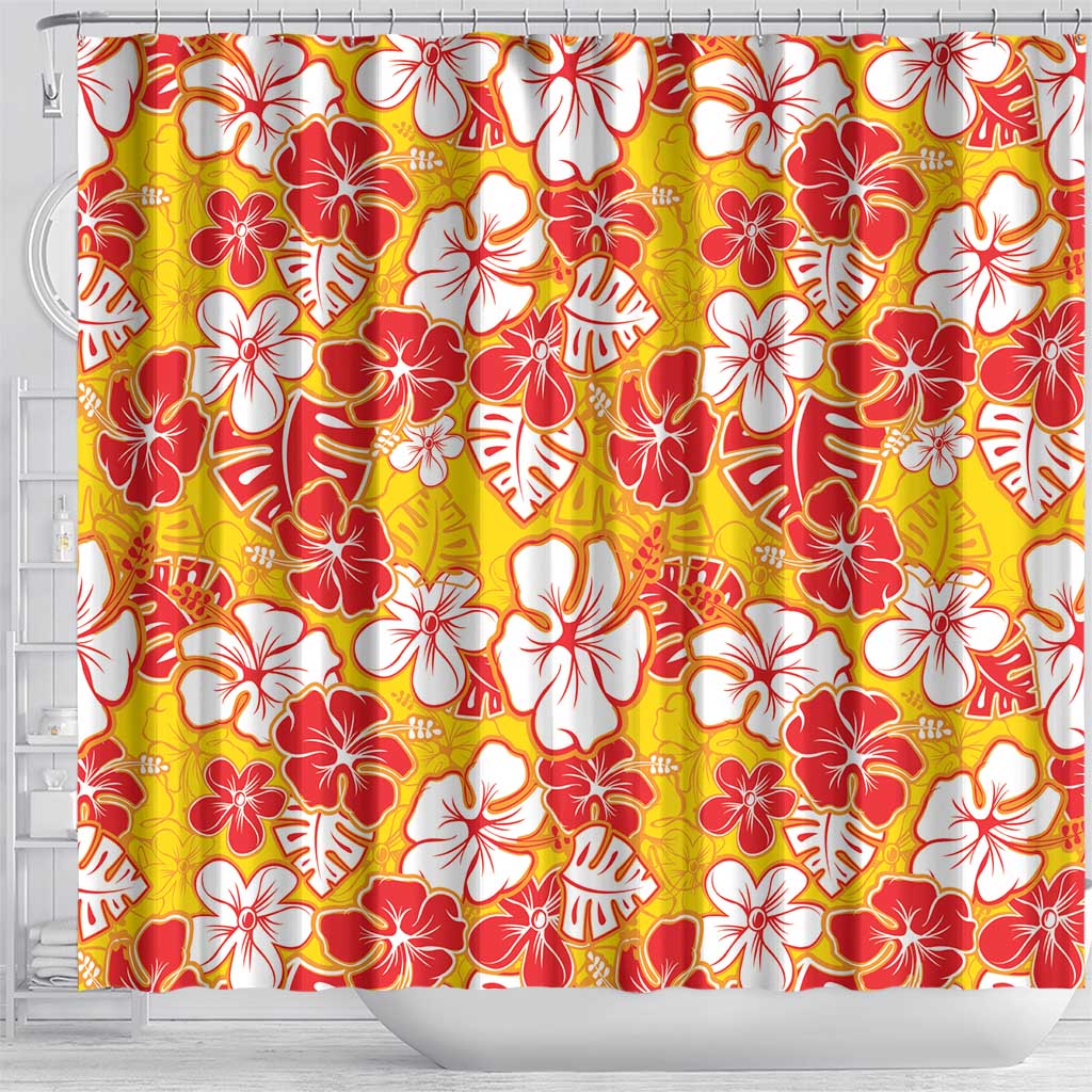Yellow Hawaii Hibiscus Shower Curtain Tropical Flowers Seamless Pattern LT14 - Polynesian Pride