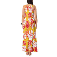 Yellow Hawaii Hibiscus Tank Maxi Dress Tropical Flowers Seamless Pattern LT14 - Polynesian Pride