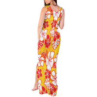 Yellow Hawaii Hibiscus Tank Maxi Dress Tropical Flowers Seamless Pattern LT14 - Polynesian Pride
