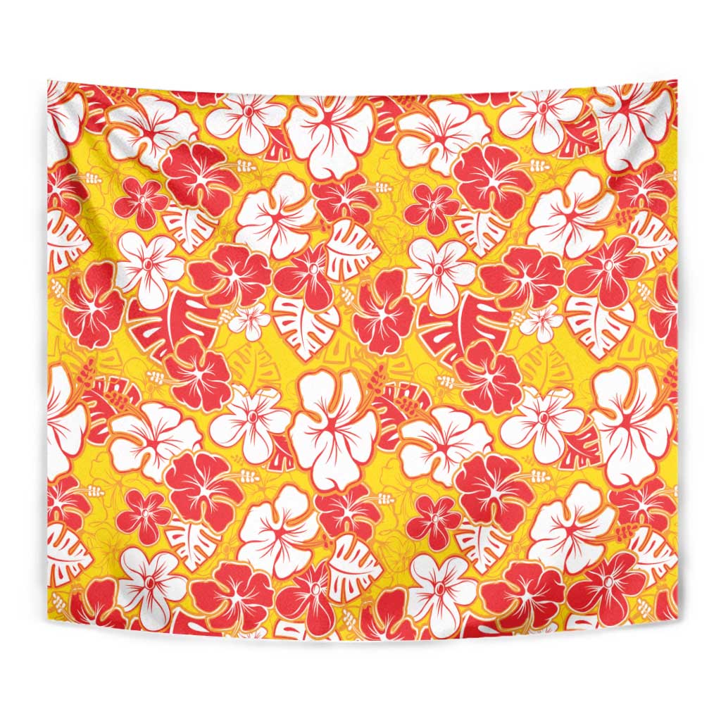 Yellow Hawaii Hibiscus Tapestry Tropical Flowers Seamless Pattern - Polynesian Pride