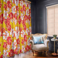 Yellow Hawaii Hibiscus Window Curtain Tropical Flowers Seamless Pattern - Polynesian Pride