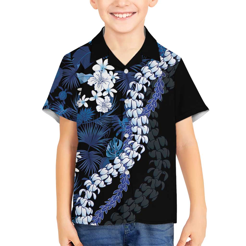 Polu Aloha Hawaii Lei Family Matching Long Sleeve Bodycon Dress and Hawaiian Shirt Tropical Flowers Elegant Vibe LT14 Son's Shirt Blue - Polynesian Pride