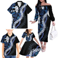 Polu Aloha Hawaii Lei Family Matching Off The Shoulder Long Sleeve Dress and Hawaiian Shirt Tropical Flowers Elegant Vibe - Polynesian Pride