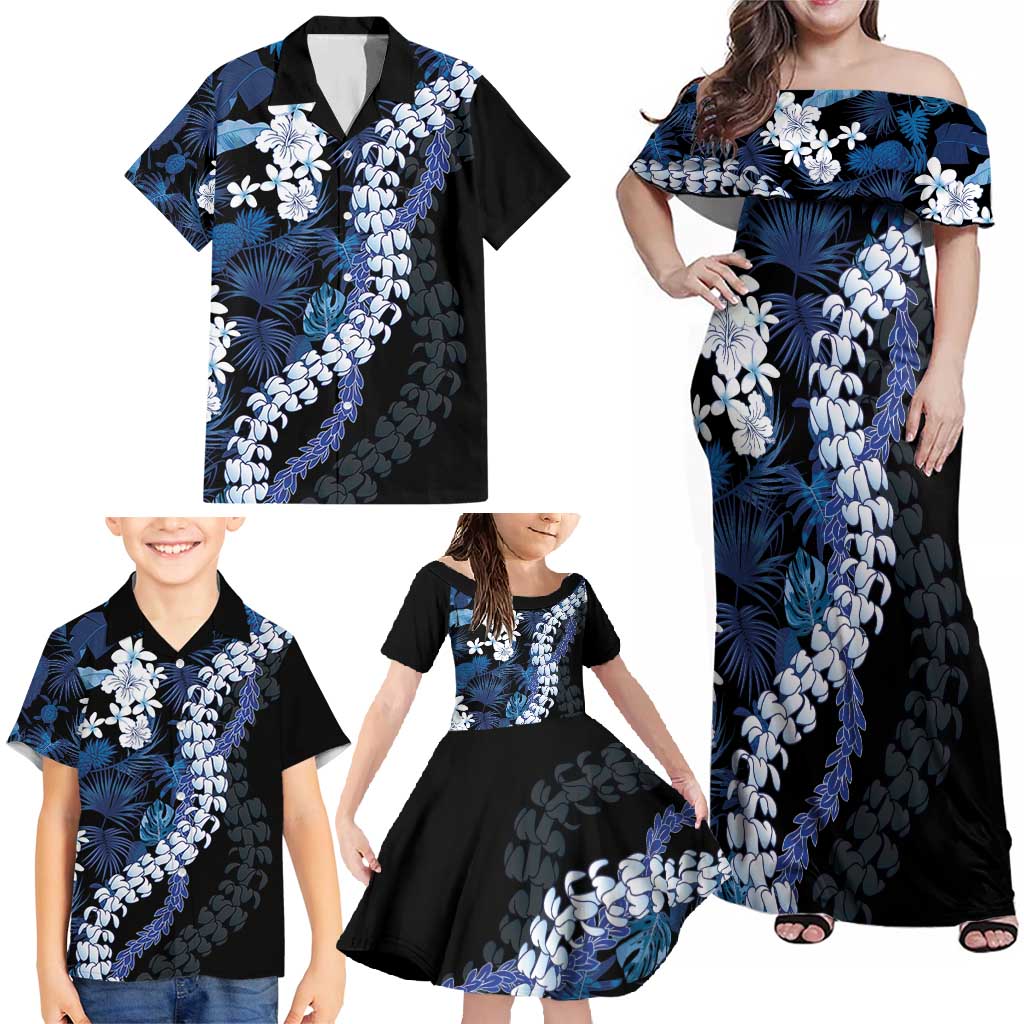 Polu Aloha Hawaii Lei Family Matching Off Shoulder Maxi Dress and Hawaiian Shirt Tropical Flowers Elegant Vibe - Polynesian Pride
