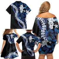 Polu Aloha Hawaii Lei Family Matching Off Shoulder Short Dress and Hawaiian Shirt Tropical Flowers Elegant Vibe LT14 - Polynesian Pride