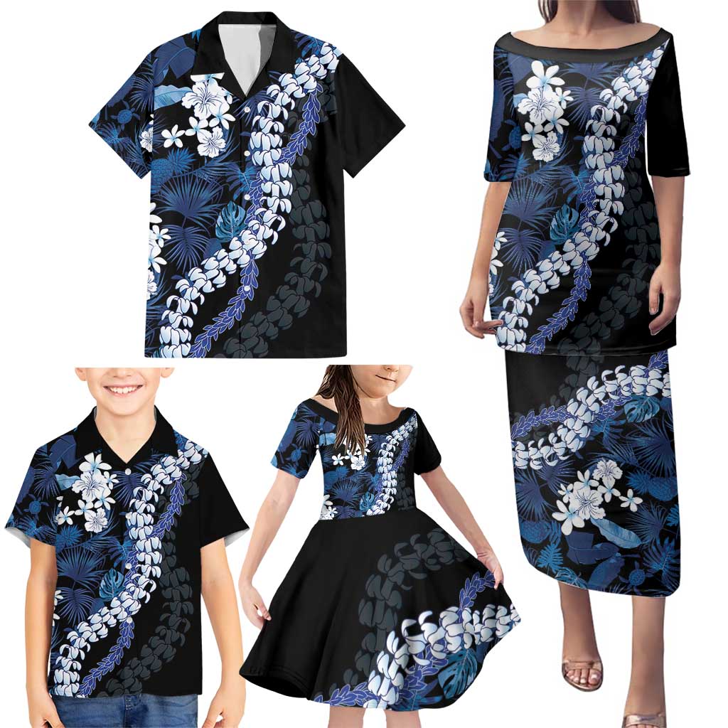Polu Aloha Hawaii Lei Family Matching Puletasi and Hawaiian Shirt Tropical Flowers Elegant Vibe - Polynesian Pride