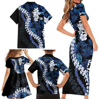 Polu Aloha Hawaii Lei Family Matching Short Sleeve Bodycon Dress and Hawaiian Shirt Tropical Flowers Elegant Vibe LT14 - Polynesian Pride