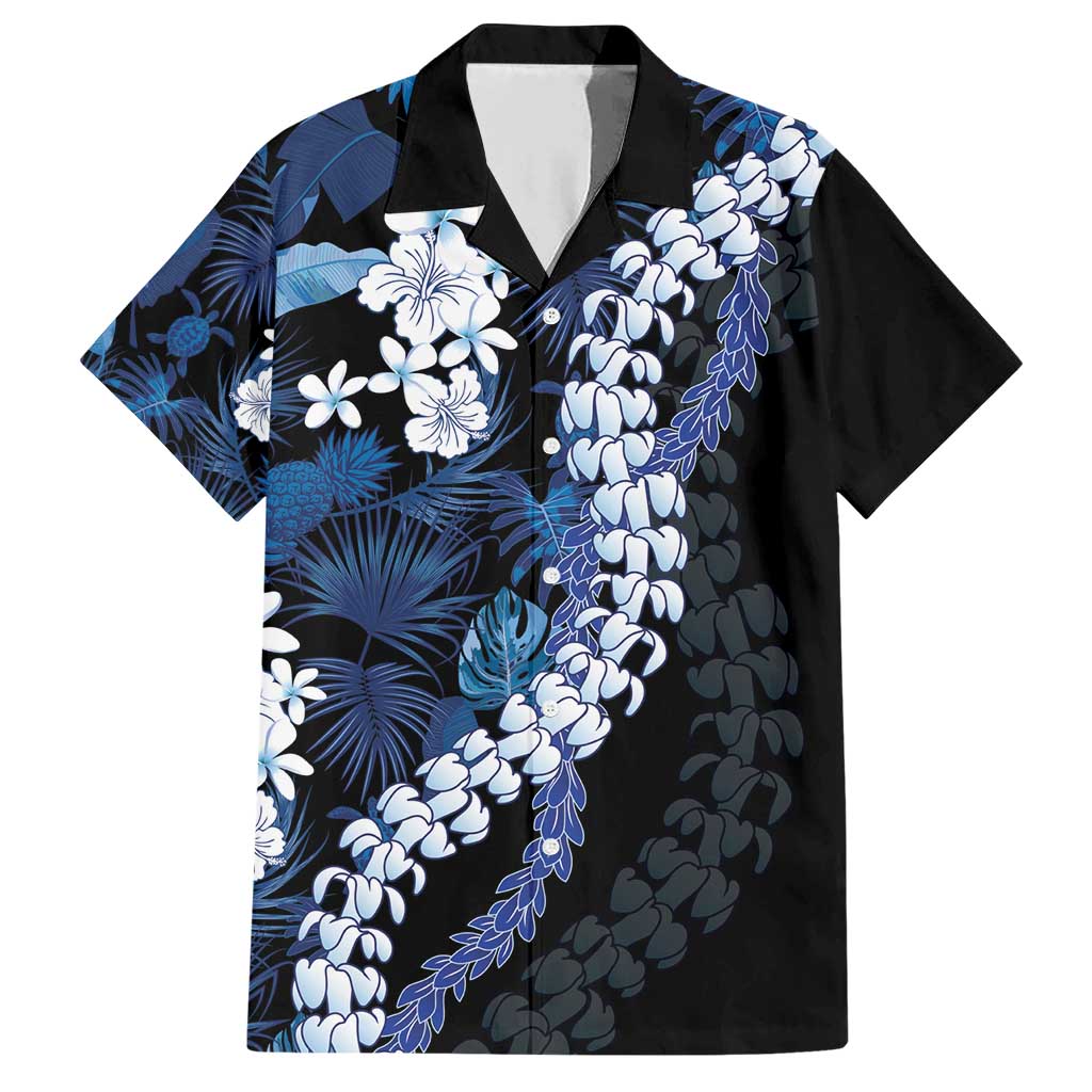Polu Aloha Hawaii Lei Family Matching Short Sleeve Bodycon Dress and Hawaiian Shirt Tropical Flowers Elegant Vibe LT14 Dad's Shirt - Short Sleeve Blue - Polynesian Pride
