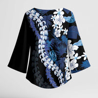 Polu Aloha Hawaii Lei Kimono Sleeve Blouse Tropical Flowers Elegant Vibe - Polynesian Pride