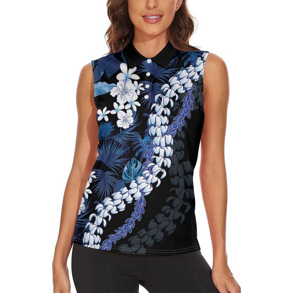 Polu Aloha Hawaii Lei Women Sleeveless Polo Shirt Tropical Flowers Elegant Vibe - Polynesian Pride