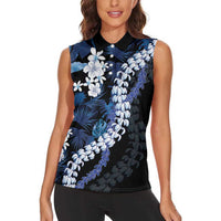 Polu Aloha Hawaii Lei Women Sleeveless Polo Shirt Tropical Flowers Elegant Vibe - Polynesian Pride